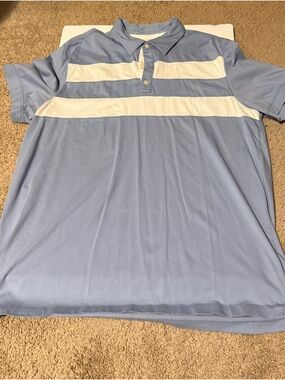 Banana Republic Light Blue Polo with White Chest Stripes